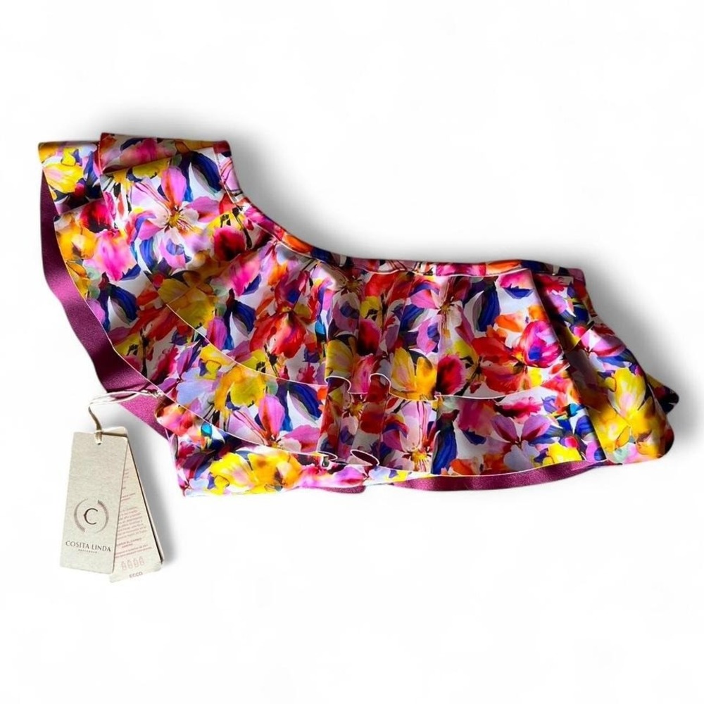 One shoulder photo‎ real floral swimsuit top by Cosita Linda - S